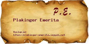 Plakinger Emerita névjegykártya